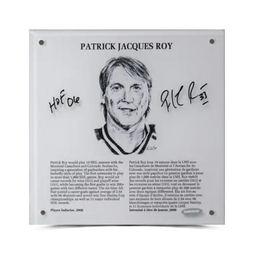 Patrick Roy Autographed 9x9 Legends Plaque - Pastime Sports & Games