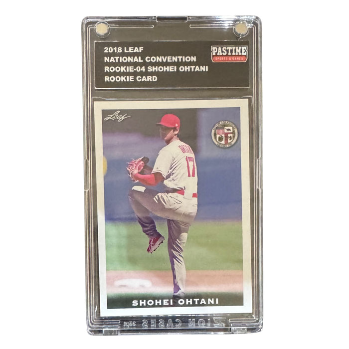 Shohei Ohtani 2018 Leaf National Convention Rookie Card #ROOKIE-04 Encased in Magpro - Pastime Sports & Games