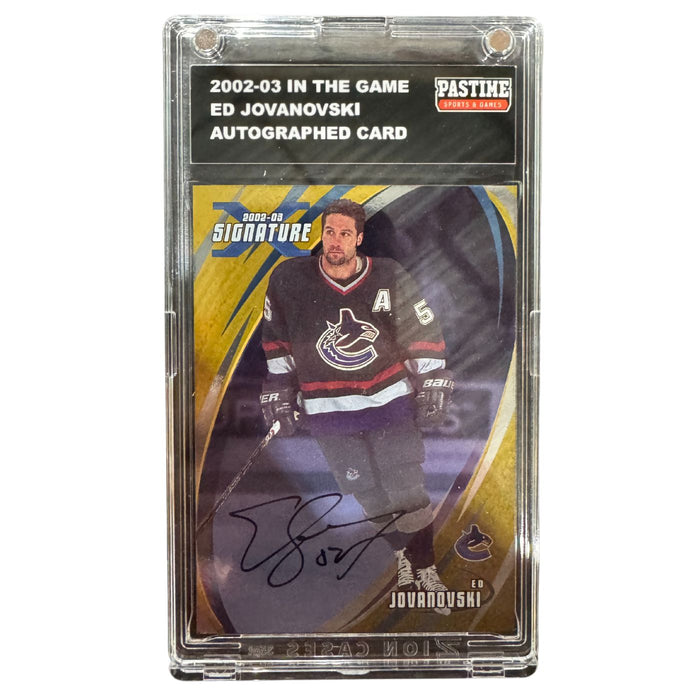 Ed Jovanovski 2002-03 In The Game Autographed Card Encased in Magpro - Pastime Sports & Games