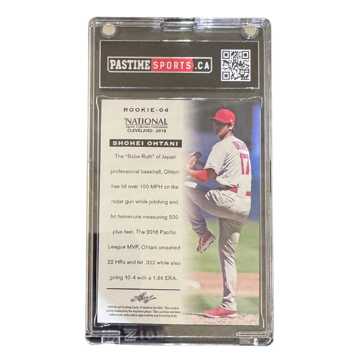 Shohei Ohtani 2018 Leaf National Convention Rookie Card #ROOKIE-04 Encased in Magpro - Pastime Sports & Games