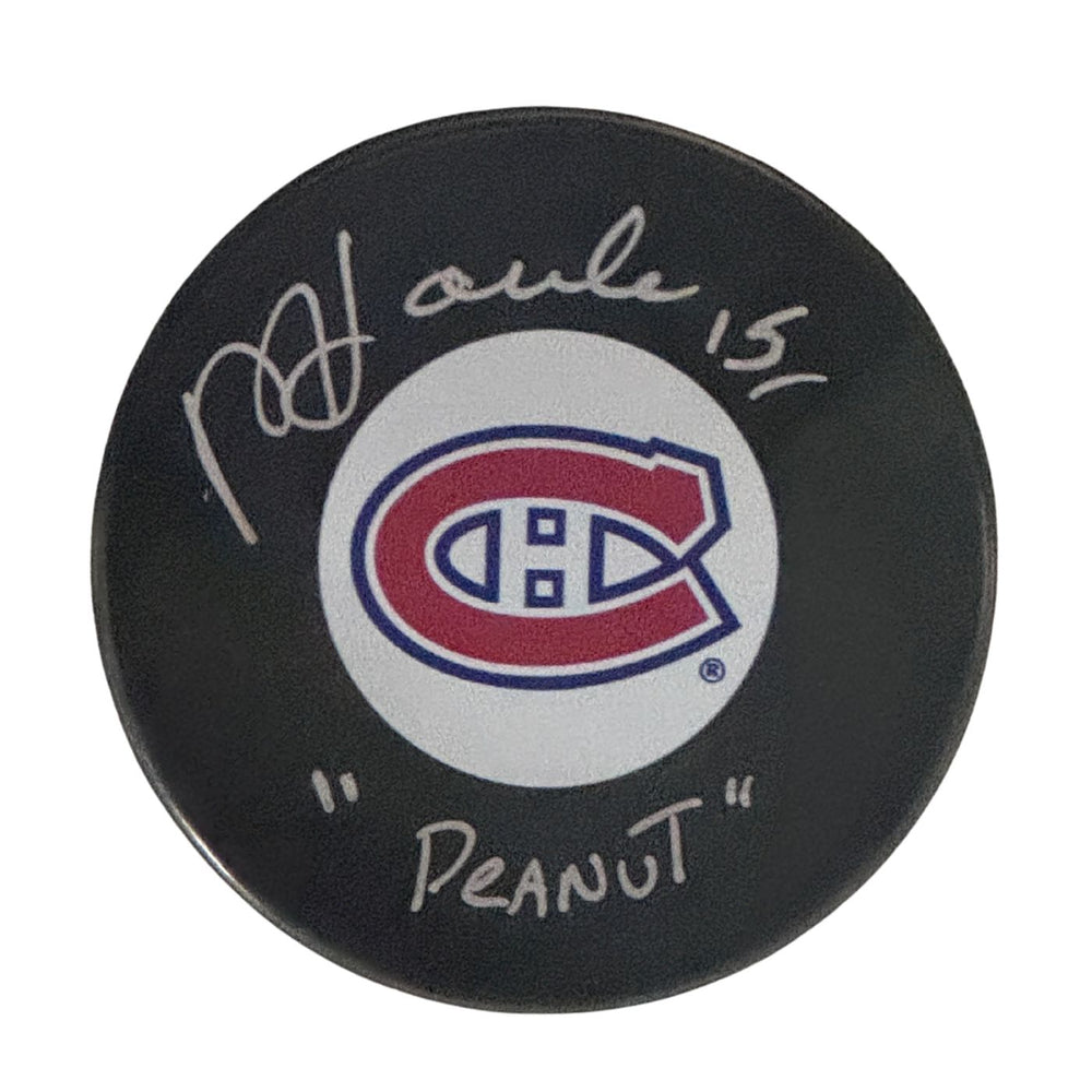 Rejean Houle Autographed Montreal Canadiens Hockey Puck (Small Logo) - Pastime Sports & Games