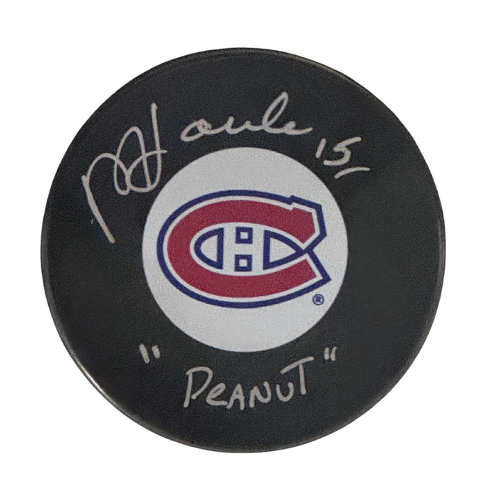 Rejean Houle Autographed Montreal Canadiens Hockey Puck (Small Logo) - Pastime Sports & Games