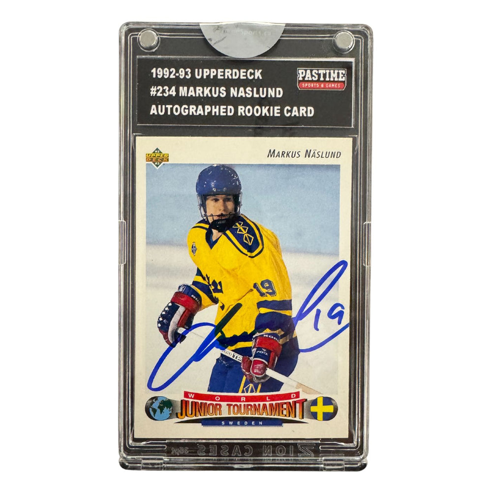 Markus Naslund Autographed 1992/93 Junior Tournamnet Rookie Card Encased in Slabmag