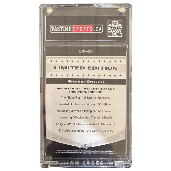 Shohei Ohtani 2018 Leaf Limited Edition Rookie Card #LE-01 Encased in Magpro - Pastime Sports & Games