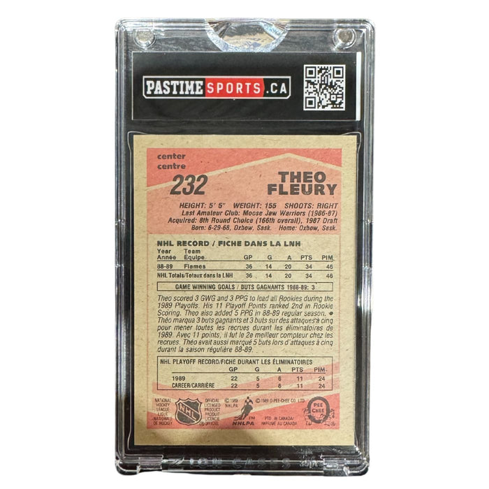 Theoren Fleury 1989-90 O-Pee-Chee Autographed Rookie Card #232 Encased in Magpro - Pastime Sports & Games