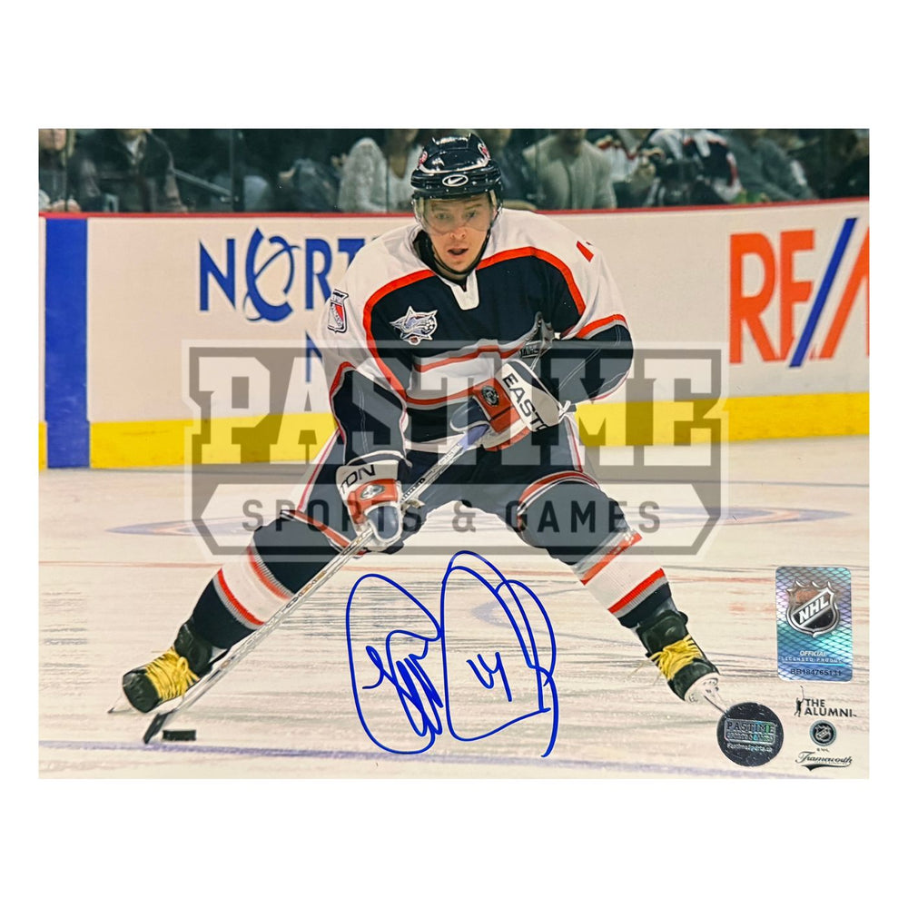 Theoren Fleury Autographed 2000 NHL All Star Game 8x10 Photo (With The Puck 1) - Pastime Sports & Games