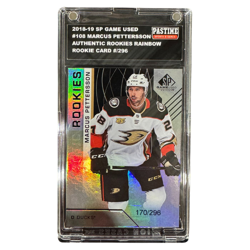 Marcus Pettersson 2018-2019 SP Game Used Rookie Card #108 Encased in Magpro - Pastime Sports & Games