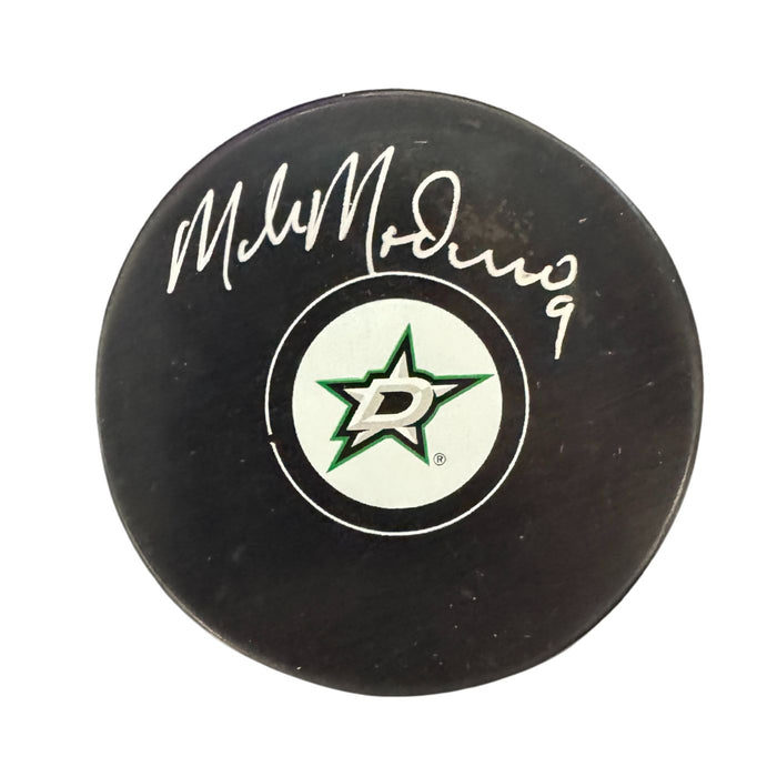 Mike Modano Autographed Dallas Stars Hockey Puck (Inglasco Small Logo) - Pastime Sports & Games