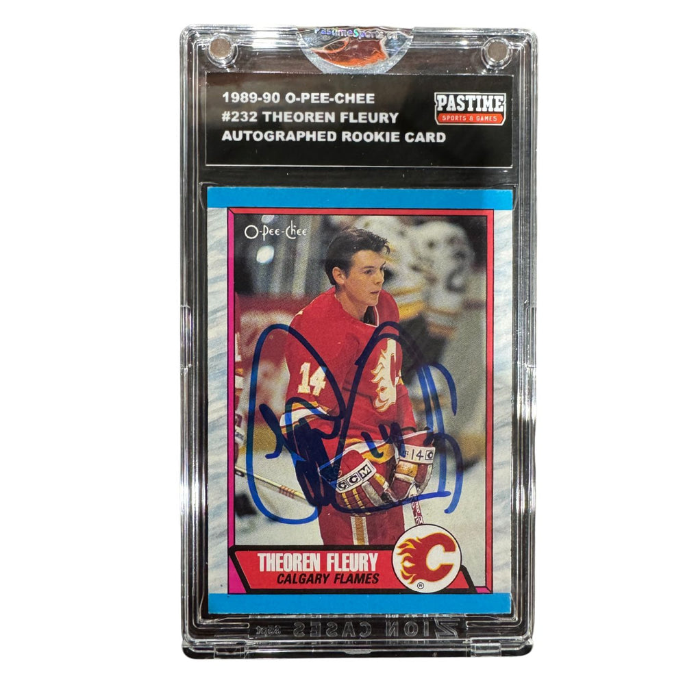 Theoren Fleury 1989-90 O-Pee-Chee Autographed Rookie Card #232 Encased in Magpro - Pastime Sports & Games
