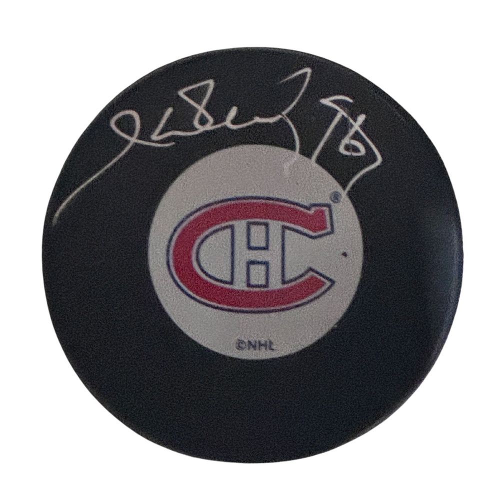 Henri Richard Autographed Montreal Canadiens Hockey Puck (Small Logo) - Pastime Sports & Games