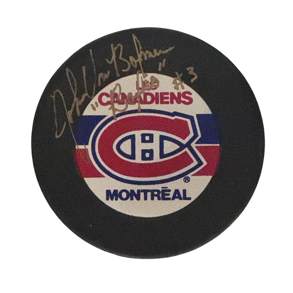 John Van Boxmeer Autographed Montreal Canadiens Hockey Puck (Logo Puck) - Pastime Sports & Games