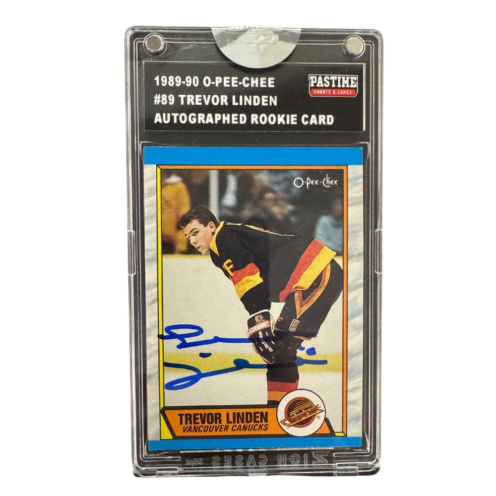 Trevor Autographed Linden 1989/90 O-Pee-Chee Rookie Card Encased in Slabmag