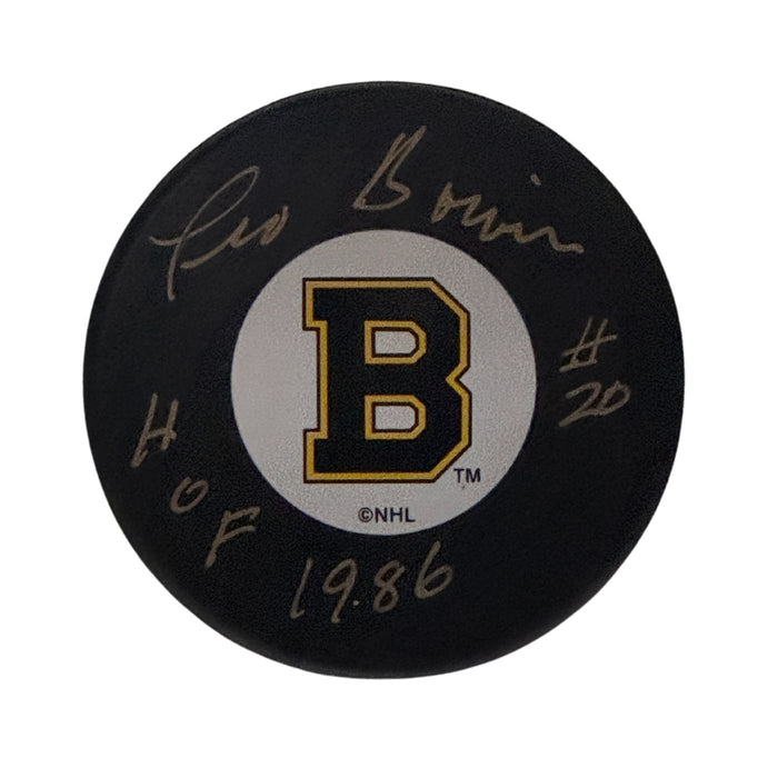 Leo Boivin Autographed Boston Bruins Hockey Puck (Small Logo) - Pastime Sports & Games
