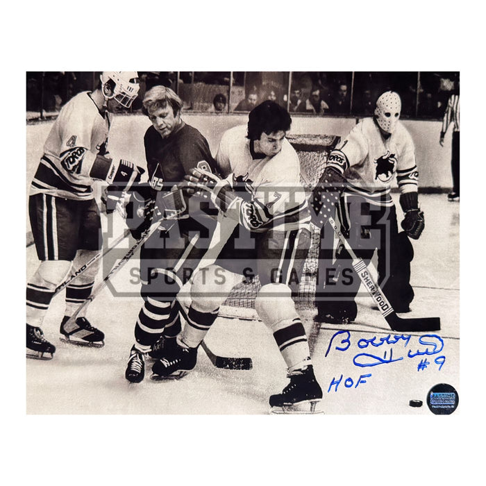 Bobby Hull Autographed Washington Jets Photo (Fighting For The Puck) - Pastime Sports & Games