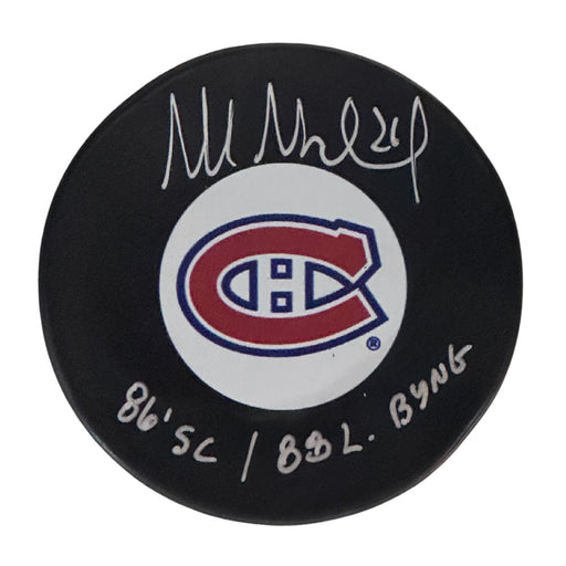 Mats Naslund Autographed Montreal Canadiens Hockey Puck (Small Logo) - Pastime Sports & Games