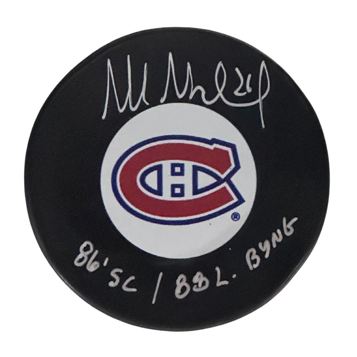 Mats Naslund Autographed Montreal Canadiens Hockey Puck (Small Logo) - Pastime Sports & Games