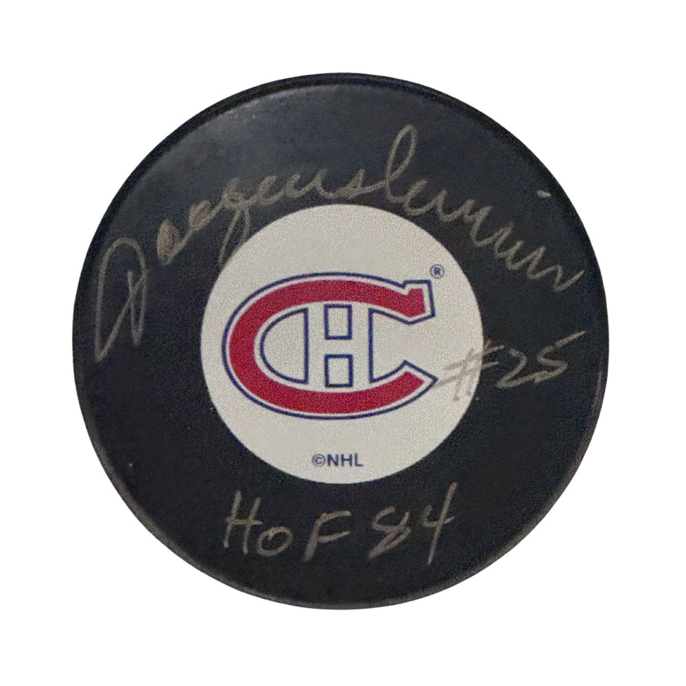 Jacques Lemaire Autographed Montreal Canadiens Hockey Puck (Small Logo 2) - Pastime Sports & Games