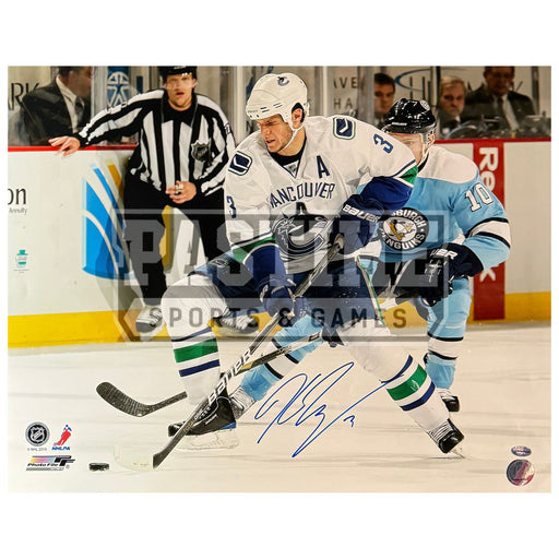 Kevin Bieksa Autographed  Away Jersey (With Puck) - Pastime Sports & Games