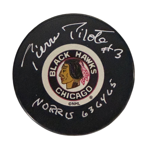 Pierre Pilote Autographed Chicago Blackhawks Hockey Puck (Souvenir Puck) - Pastime Sports & Games