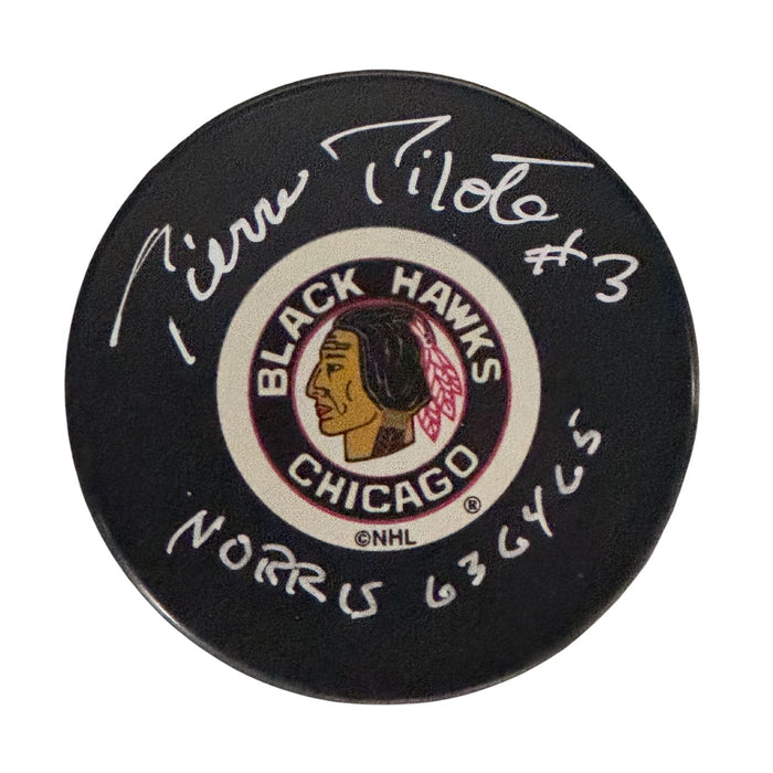 Pierre Pilote Autographed Chicago Blackhawks Hockey Puck (Souvenir Puck) - Pastime Sports & Games