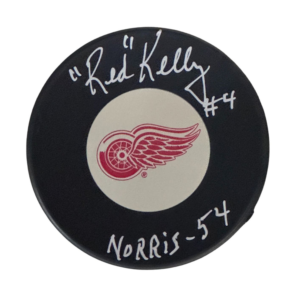 Richard "Red" Kelly Autographed Detroit Red Wings Hockey Puck (Small Logo) - Pastime Sports & Games