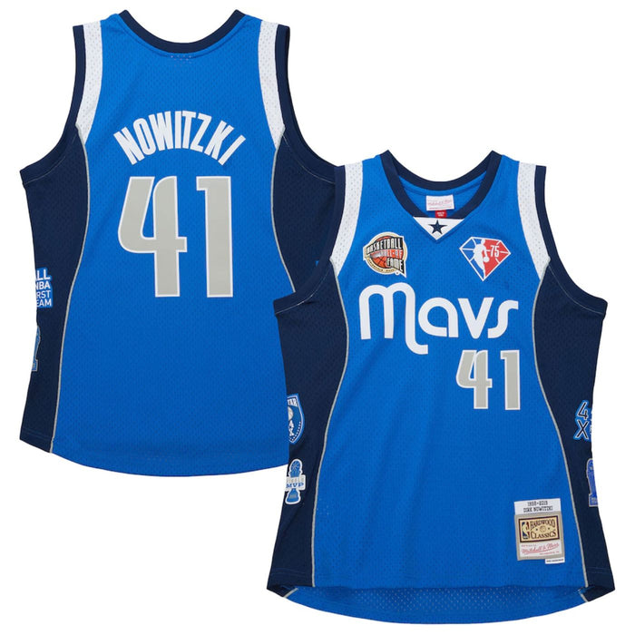 Dallas Mavericks Dirk Nowitzki Blue 1998-2019 Hall Of Fame Swingman Player Jersey - Pastime Sports & Games