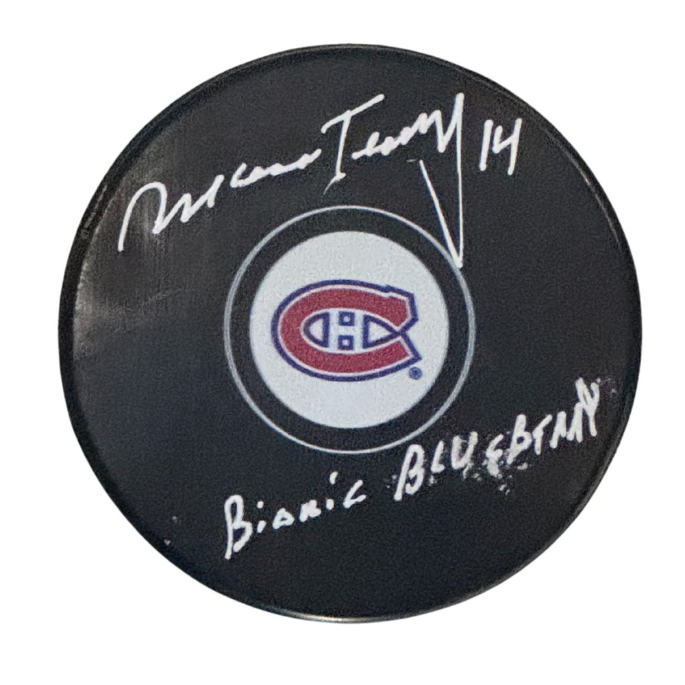 Mario Tremblay Autographed Montreal Canadiens Hockey Puck (Small Logo) - Pastime Sports & Games
