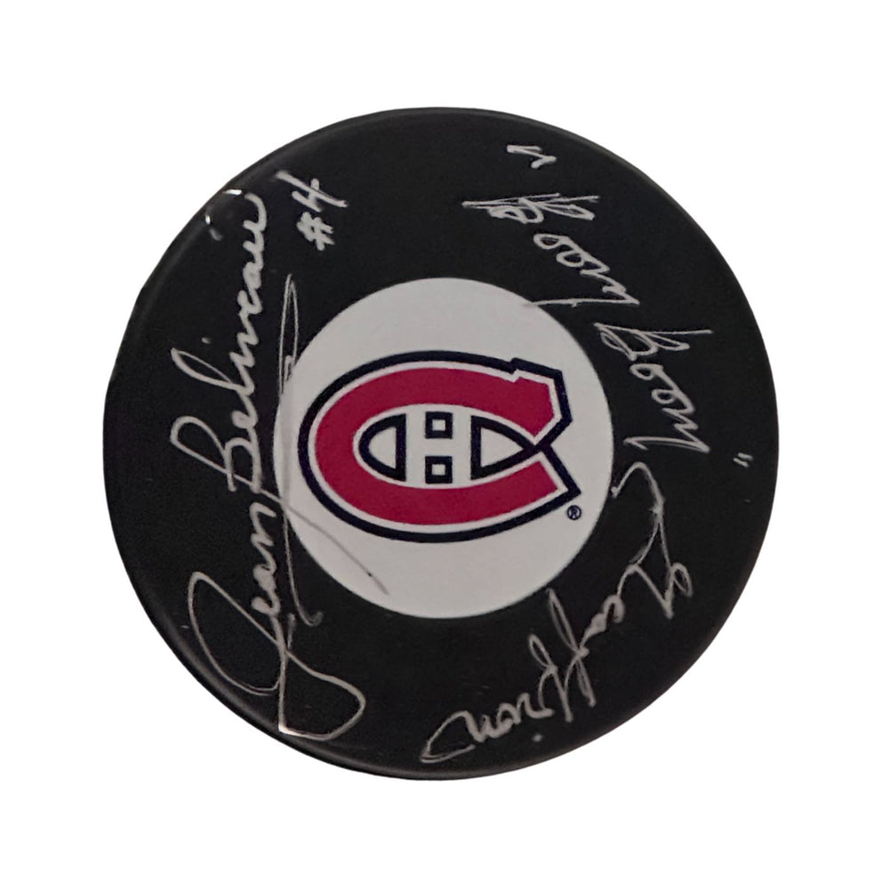 Boom Boom Geoffrion & Jean Beliveau Autographed Montreal Canadiens Hockey Puck - Pastime Sports & Games