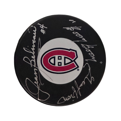 Boom Boom Geoffrion & Jean Beliveau Autographed Montreal Canadiens Hockey Puck - Pastime Sports & Games