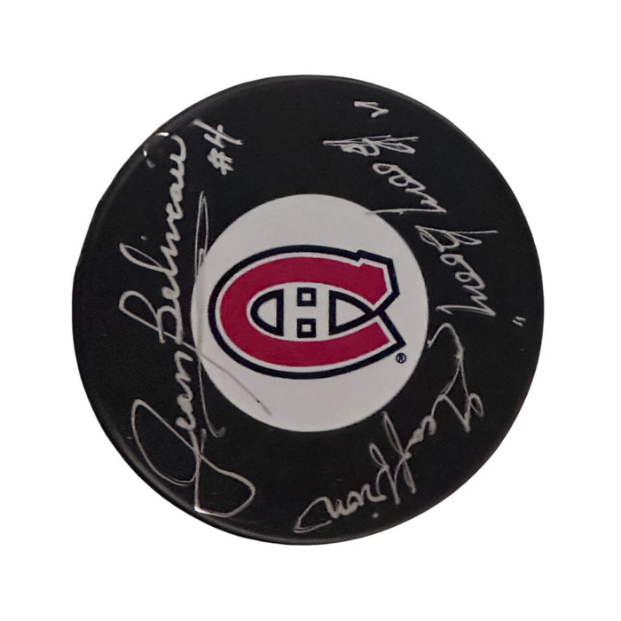 Boom Boom Geoffrion & Jean Beliveau Autographed Montreal Canadiens Hockey Puck - Pastime Sports & Games