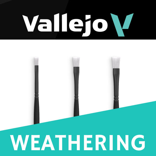 Vallejo Synthetic Flat Weathering Brushes - Pastime Sports & Games