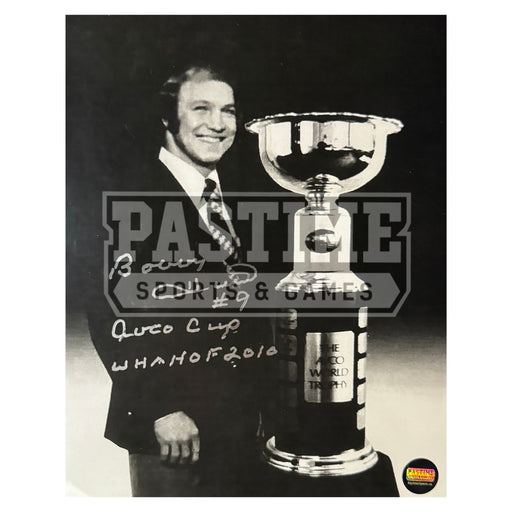 Bobby Hull Autographed Winnipeg Jets Photo (Posing With Avco Trophy) - Pastime Sports & Games