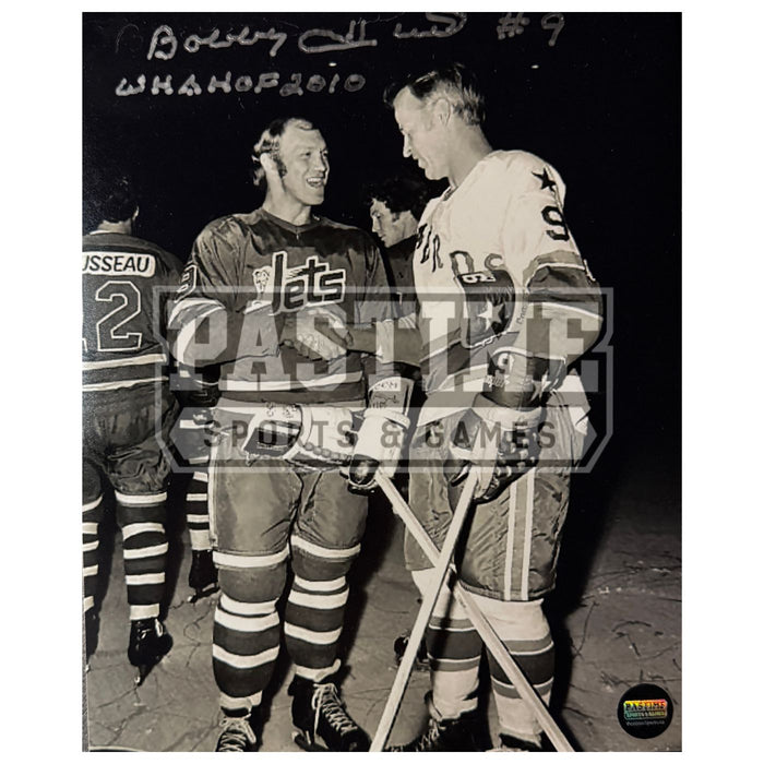 Bobby Hull Autographed Winnipeg Jets Photo (Shaking Hands With Gordie Howe) - Pastime Sports & Games