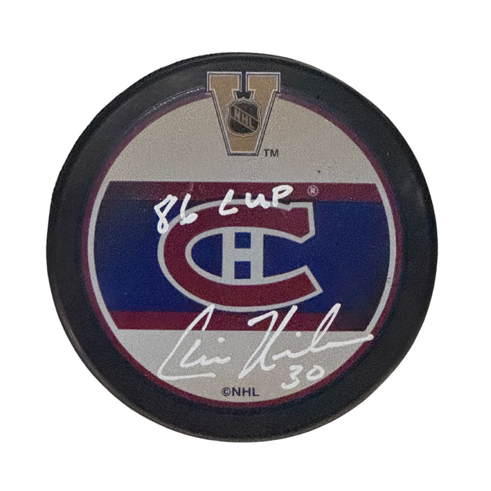 Chris Nilan Autographed Montreal Canadiens Hockey Puck (Full Design) - Pastime Sports & Games