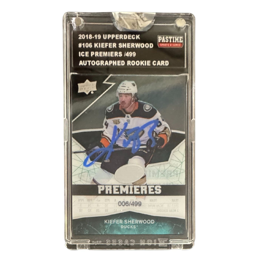 Kiefer Sherwood Autographed 2018/19 Ice Premiers Rookie Card Encased in Slabmag