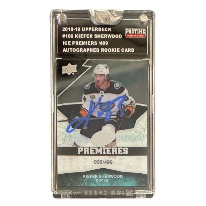 Kiefer Sherwood Autographed 2018/19 Ice Premiers Rookie Card Encased in Slabmag