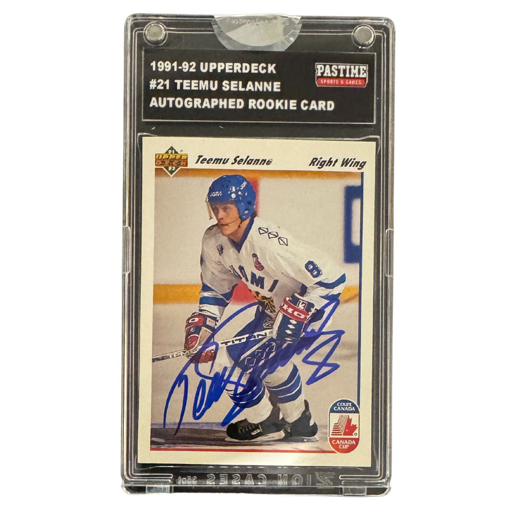 Teemu Selanne Autographed 1991/92 Upper Deck Rookie Card Encased in Slabmag