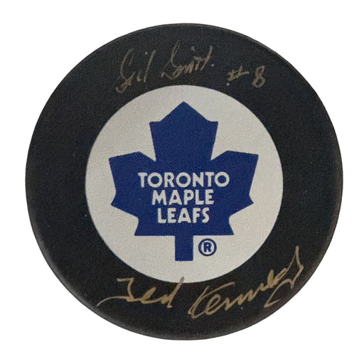 Sid Smith/Ted Kennedy Autographed Toronto Maple Leafs Hockey Puck (Full Logo) - Pastime Sports & Games