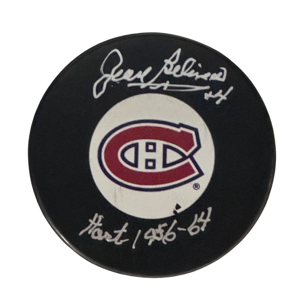 Jean Beliveau Autographed Montreal Canadiens Hockey Puck (Small Logo) - Pastime Sports & Games