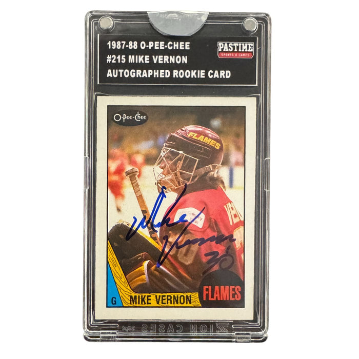 Mike Vernon Autographed 1987/88 O-Pee-Chee Rookie Card Encased in Slabmag