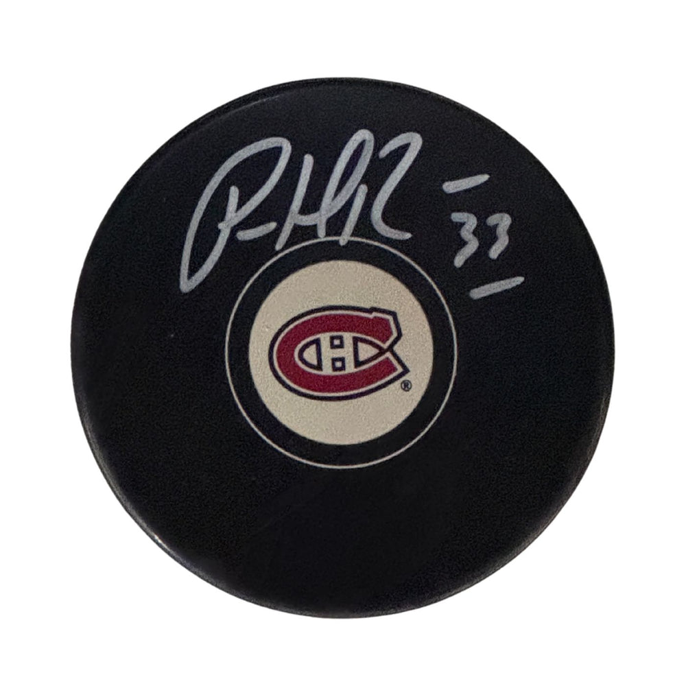 Patrick Roy Autographed Montreal Canadiens Hockey Puck (Small Logo) - Pastime Sports & Games