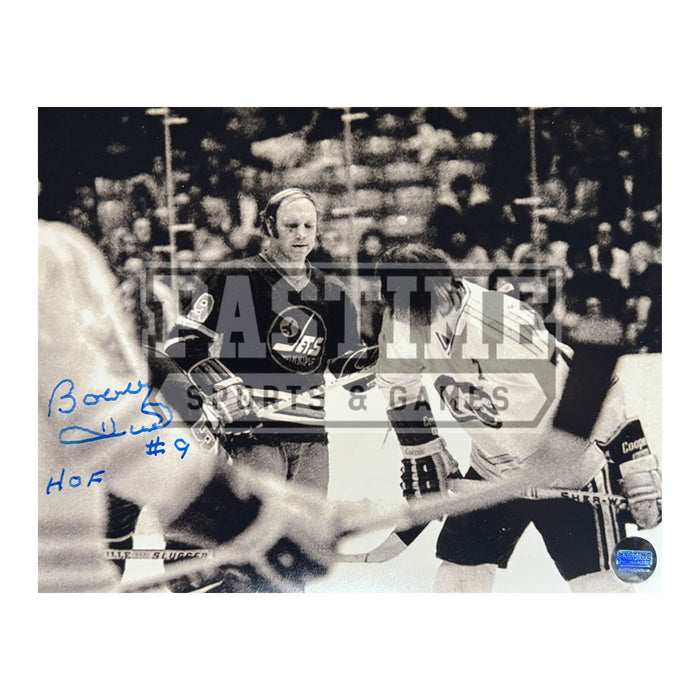Bobby Hull Autographed Winnipeg Jets Photo (Looking At Chicago Cougars Player) - Pastime Sports & Games