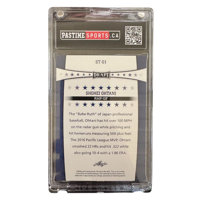 Shohei Ohtani 2018 Leaf Draft Rookie Card #St-01 Encased in Magpro - Pastime Sports & Games