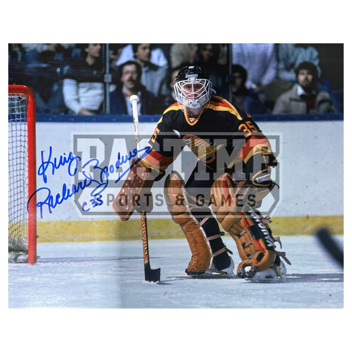 Richard Brodeur Autographed Vancouver Canucks Photo (Away From Net) - Pastime Sports & Games