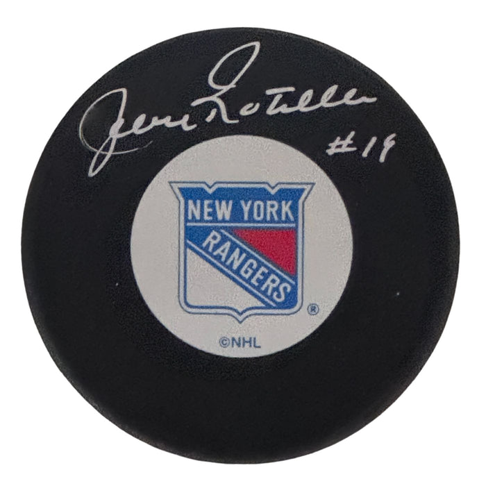 Jean Ratelle Autographed New York Rangers Hockey Puck (Small Logo) - Pastime Sports & Games