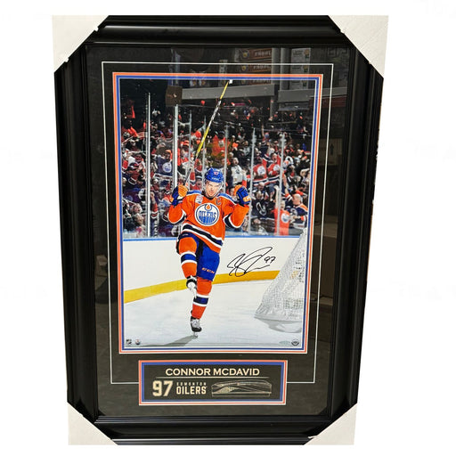 Connor McDavid Autographed Edmonton Oilers Triple Matted Framed Photo - Pastime Sports & Games