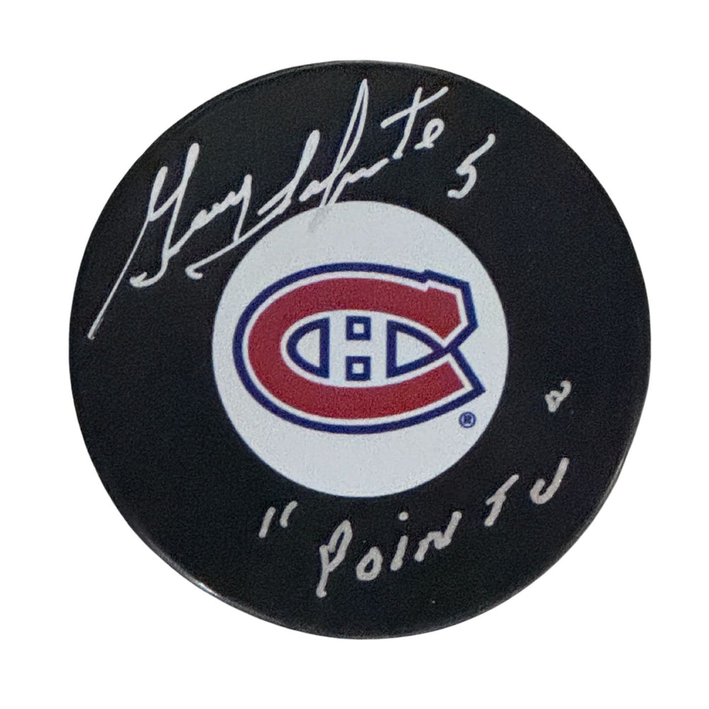 Guy Lapointe Autographed Montreal Canadiens Hockey Puck (Small Logo) - Pastime Sports & Games
