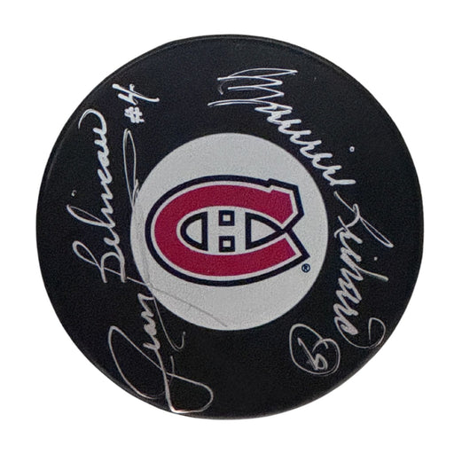 Maurice Richard & Jean Beliveau Autographed Montreal Canadiens Hockey Puck - Pastime Sports & Games