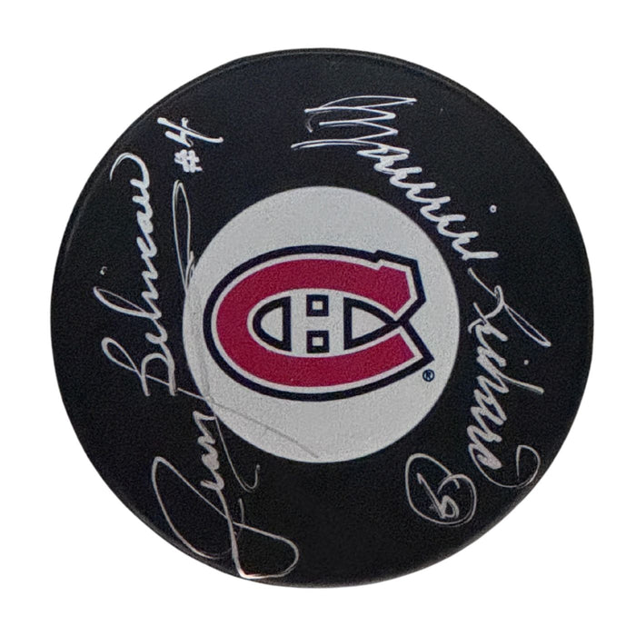 Maurice Richard & Jean Beliveau Autographed Montreal Canadiens Hockey Puck - Pastime Sports & Games