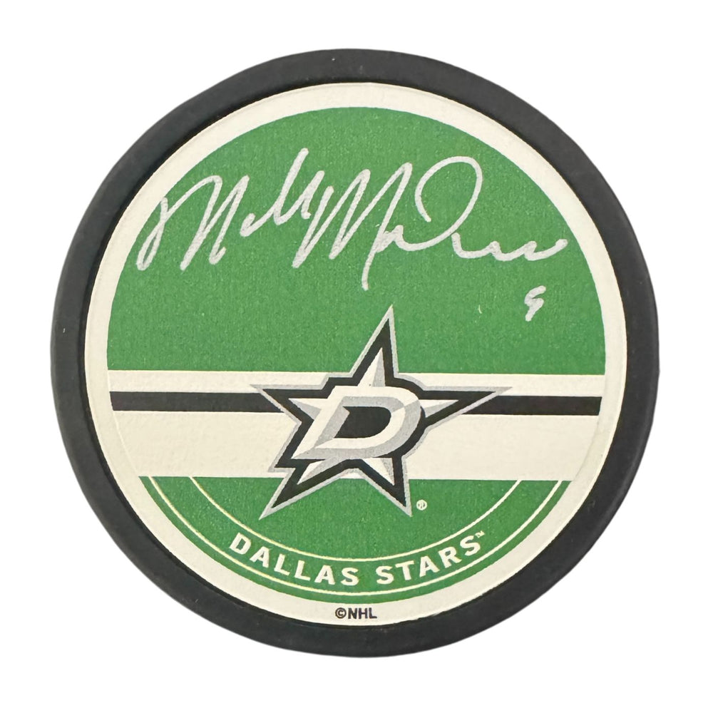 Mike Modano Autographed Dallas Stars Hockey Puck (Mustang Textured Autograph Puck) - Pastime Sports & Games